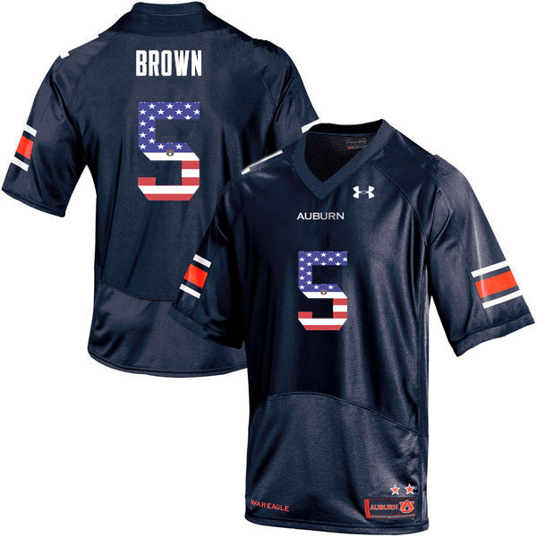 Men #5 Derrick Brown Auburn Tigers USA Flag Fashion College Football Jerseys-Navy